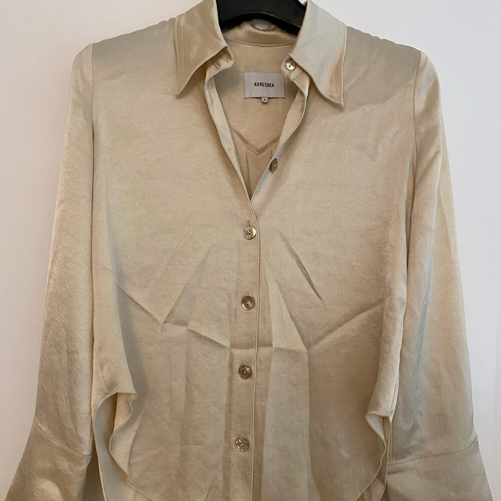 Nanushka satin shirt gold-tone size small